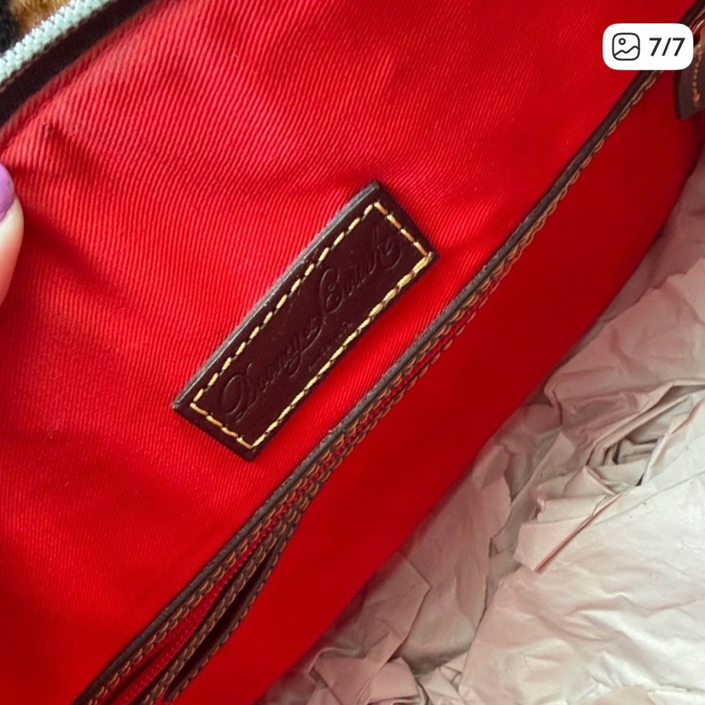 Dooney Red and Black Chevron Satchel - Picture 9 of 15